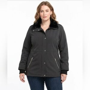 Jessica Simpson Black Faux Fur Collar Utility Jacket 🖤✨ size 2X